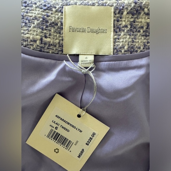 NWT Favorite Daughter Dasha Tweed Blazer Top Lilac Plaid Sz 6 - Picture 11 of 11